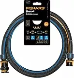 Fiskars Wasserschlauch-Set für Waterwheel,Mit 2 Schlauchanschlüssen & Hahnverbinder Multi,Universalgröße,Verwindungssteifigkeit Stufe 4(von 5),1,8m,Ø1,3-1,5cm(1/2-5/8''),Schwarz/Orange/Blau,1057621