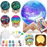 Playtastic Mond: DIY-Mondlampen-Bastelset inkl. Malmaterial & 12-Farben-Farbkasten (Mondlampe bemalen, Kinder Bastelset, Jahre)