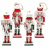 VALICLUD 4 Stück Weihnachts-Nussknacker-Ornamente Mini-Nussknacker-Soldatenfiguren Aus Holz Hängende Weihnachtsdekorationen Für Die Weihnachtsparty