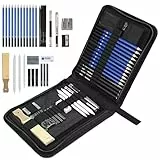 Lrocotanc 33 Stück Zeichen Set - Zeichen und Skizzier Set mit Skizzierstiften, Graphitstiften und Holzkohlestiften - Professionelle Zeichensets für Künstler, Anfänger und Erwachsene