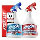 DRAXUS Schimmelstop Set I Schimmelentferner mit Hafteffekt + Schimmelschutz Spray I Schimmel vernichten & Neubefall stoppen I Bis zu 24 Monate Langzeitschutz I 2x 500 ml