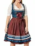 Dirndline Damen Premium Dirndl Kleid f?r besondere Anl?sse, blau/dunkelrot, L