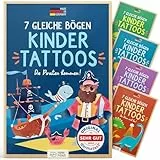 Famifidus + 115 Hautfreundliche temporäre Tattoos, 7 gleiche Blätter, dermatologisch sehr gut, Kinder-Tattoos, made in Germany, Kindertattoos (Piraten kommen)