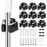 9 Stück Gerätehalter Set, Besenhalterung Wand Gartengerätehalter Besenhalter, Wandhalterung für Besen Gartengeräte Schaufel Wischmopp, Stahl Werkzeughalter Zuhaus Garten Garage, Schwarz