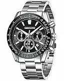 MEGALITH Armbanduhr Herren Silber Uhr: Vintage Edelstahl Analog Quarz Chronograph - Wasserdicht Uhren für Männer mit Datum