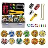 Wotean Battling Tops, 12 Kreisel, 3 Werfer, 1 Griff, 3 Mittelringe und 4 Basen, mit Aufbewahrungsbox, Geburtstagsgeschenk，BB