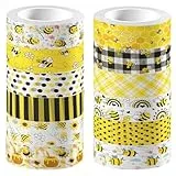 craspire 12 Rolle Bienen Klebeband Washi Masking Klebeband Honigblume Waben Gelbe Hummel Dekoratives Geschenkverpackungsband Für Scrapbooking DIY Basteln Tagebuch Notizbuch Planer Umschlag