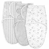 GLLQUEN BABY Swaddles Pucksack Baby 0-3 Monate,100% Bio-Baumwolle Baby Schlafsäcke für Neugeborene,Oeko-tex100 Schlafsack für Kleinkinder,Unisex 3er Pack Wickel(Hasenland)