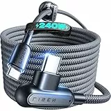 LISEN 240W USB C Kabel Winkel, Besitzt alle Funktionen eines USB C Kabel 100W, USB C auf USB C Ladekabel 2M mit Kabelhalter für iPhone 17/16 Serie,Switch,Samsung,Pixel,MacBook,iPad,Xiaomi 17 Pro Max