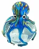 Glass Octopus Blauer geblasener Briefbeschwerer, 11,4 cm