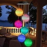 iShabao Solar Windspiel Garten, 6 LED Kugel Solar Farbwechsel, Muttertagsgeschenke, Geschenke für Mutter, Windspiele für Draußen Wasserfest Dekorationen für Baum, Balkon, Hof, Hochzeit (Bunt)