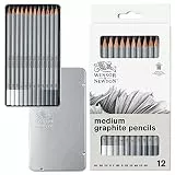 Winsor & Newton 490008 präzisions Bleistifte - Graphic , 12 Skizzierstifte in der Metallbox sortiert, 4H, 3H, 2H, H, F, HB, B, 2B, 3B, 4B, 5B,6B