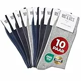 Mat & Vic's Socken Herren 43-46, feine Strümpfe aus Cotton Baumwolle gekämmt, Herrensocken für Freizeit, für Business Männer Damen, grau blau schwarz Jeans, 10 Paar