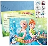NiLiNo Einladungskarten Kindergeburtstag Mädchen - 8 Einladungen + 8 Umschläge + 8 Sticker - Prinzessinnen Party Geburtstag Einladungen