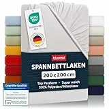 Blumtal Spannbettlaken aus Microfaser - ko-Tex zertifiziertes Bettlaken 200x200 cm - Spannbetttuch/Leintuch - Bettbezug - Moonlight Grey-Grau