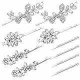 10 Stück Haarspange Silber Glitzer Braut Haarschmuck Silber Haare Strass Hochzeit Kristall Haarklammer Hochzeit Braut Französische Haarnadeln Haarclips Kopfstücke Schmuck Mädchen Frauen