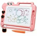 AiTuiTui Dinosaurier Maltafel Zaubertafel Kinderspiele Geschenk Mädchen Jungen, Bunt Magnetische Zeichenbrett Lernspielzeug ab 3-7 Jahre, Magnettafel Reisegröße Kinder Spielzeug (Rosa)