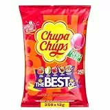 Chupa Chups Best of Lutscher-Beutel, Beutel enthält 250 Lollis in 6 Geschmacksrichtungen wie Cola, Erdbeere, Kirsch, Apfel, geeignet für Geburtstag, 250 x 12g