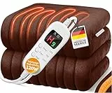 KESSER® Heizdecke aus Plüsch 180x130cm Grau TÜV SÜD GS geprüft | elektrische Wärmedecke mit Timer Abschaltautomatik | Kuscheldecke Decke | 7 Temperaturstufen | waschbar bis 40°C | Digitalanzeige