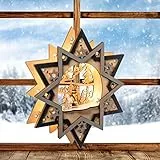 Wichtelstube-Kollektion LED Fensterbilder Weihnachten Holz beleuchtet Skifahrer inkl. Timer Schwibbogen Weihnachten