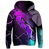 Goodstoworld Fleece Kinder Kapuzenpullover Mädchen Jungen 3D Geometrie Rock Coole Pullover Hoodie Teenager Lange Ärmel Kapuzensweatshirt Teen 6-7 Jahre