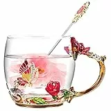 OEAGO Weihnachtsgeschenke für Frauen Mama, Personalisiert Geschenke Blumen Teetasse/Kaffeetassen Glas, Frauen Nikolaus Geschenk für Weihnachten Muttertag Geburtstag