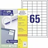 AVERY Zweckform 3666 Universal Etiketten (6.500 Klebeetiketten, 38x21,2mm auf A4, Papier matt, individuell bedruckbar, selbstklebende Aufkleber mit ultragrip) 100 Blatt, weiß