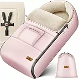Kidiz® Babyfußsack Winterfußsack Kinderwagen, Universal Fußsack Buggy/Babyschale mit Lammfleece, 3- & 5-Punkt-Gurt, wasserdicht, winddicht, Reißverschluss, Baby Kuschelsack Winter, waschbar, Rosé Gold