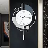 TOHOOYO Wanduhren für Wohnzimmer Dekoration große dekorative Wanduhren batteriebetrieben für Schlafzimmer Küche Büro Haus große Metallwanduhr mit Pendel stille Wanduhr Nicht tickend 13x21.65Zoll