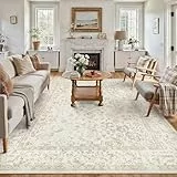 PureCozy Waschbarer Teppich Wohnzimmer 200x300cm Vintage Groß kurzflor rutschfest Weich Bumen Boho Retro Teppiche für Schlafzimmer Küchen Esszimmer Bedroom Living Room,Beige