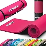 POWRX Gymnastikmatte I Yoga-Matte (Pink, 190 x 60 x 1.5 cm) inkl. Trageband + Tasche + GRATIS Übungsposter I Hautfreundliche Sportmatte Fitnessmatte rutschfest Phthalatfrei