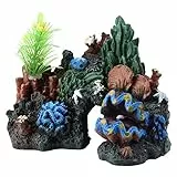 TOPINCN Bunte Korallen-Dekorhöhle aus Kunstharz für Aquarien, Sicheres Versteck für Reptilien, Ideal für Meereslebewesen, Ungiftiges Material