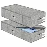 Unterbett Aufbewahrungsbox mit Deckel, 2 Stück Faltbar Unterbettkommode, Waschbar Kleideraufbewahrung & Organisation, 3 Griffen Doppelreißverschluss Aufbewahrungsboxen für Kleidung Decken, 76x40x17cm