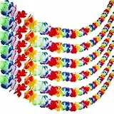 Aneco 6-Pack Bunte Hawaiian Luau Tropical Flower Lei Girland Party Dekorationen Hawaiian Tropical Party Supplies,10 Füße pro