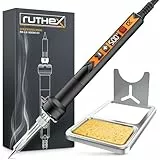 ruthex 900M Lötkolben mit LED-Display - 90W - Temperatur Einstellbar 150~500 ℃ - Abkühlphase mit LED Temperaturanzeige - Lötpistole mit 900M Lötspitze inklusive Ablageständer