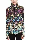 icyzone Damen Sport T-Shirt Langarm Laufshirt - 1/2 Reißverschluss Fitness Sweatshirt Laufjacke Running Tops (XL, Fantastic)