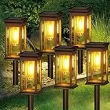Chedin Solarlampen für Außen Garten,6 StüCk Wasserdicht Solarleuchten für Außen, Auto EIN/AUS Led Solar Fackeln beleuchtung Gartenleuchten, Balkon,Gärten,Pfad, Rasenflächen, Warmweiß Wolfram（6p）