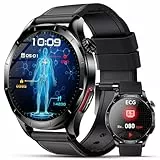 Lgnitek Smartwatch Herren Damen mit EKG+HRV/ΒΙυτｚυcker/ΒΙυtdruckmessung/Harnsäure/BMI, 1,43 Zoll AMOLED Gesundheitsuhr mit SOS-Notruf, 24/7 Herzfrequenz/Apnoe/Schlafmonitor/SpO2, Android/iOS