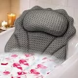 Badekissen RUVINCE Ergonomisches Luxus-Badewannenkissen mit Kopf-, Nacken-, Schulter- und Rückenstütze, 4D-Badekissen für die Badewanne mit 6 leistungsstarken Saugnäpfen, passend für alle Badewannen