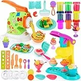 VBACALA Knete Set für Kinder,37 PCS DIY Knete Zubehör Kitchen Creations Knete Eismaschine Nudelmaschine Kinderknete mit Knetwerkzeug 9 Dosen Knetmasse,Spielzeug Geschenk Mädchen Junge Knete ab 3 Jahre