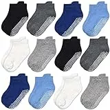 GRPSKCOS Stoppersocken Kinder 12 Paar Rutschsocken Socken Kinder ABS Socken Antirutschsocken für Jungen Mädchen (#1 Jungen Multicolor-12 Paar, 1-3 Jahre)