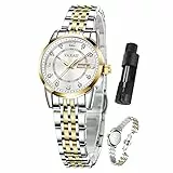 Taxau Armbanduhr Damen Silber Mode Luxus Damenuhr Mit Datumanzeige wasserdichte Edelstahl Uhr Damen Diamant Gold Silber Damenarmbanduhr Klassisch Analog Frauen Uhren Mit Metallarmband Quarz