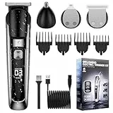 elestyle Barttrimmer Herren Haarschneidemaschine, All-In-One Trimmer Bartschneider Nasenhaartrimmer Haarschneider, USB Wiederaufladbar Rasierer Elektrisch mit 3 Scherkopf, 4 Aufsteckkämme