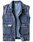 Harbrosrce Classics Herren Weste Denim Vest Ärmellose Jeansweste Cowboy Jacke Motorradweste Bikerweste für Männer Casual Freizeitweste