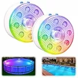 idyl light Poolbeleuchtung Unterwasser, Wiederaufladbar Unterwasser Licht Led mit Fernbedienung, Wasserdicht Pool lichter,Teichbeleuchtung für Pool Badewanne, Aquarium, Brunne, Party Deko, 2 Stück