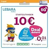 Lebara Prepaid SIM-Karte mit 10€ Startguthaben ohne Vertrag | ab 1 Cent pro Min. ins Ausland telefonieren | Jetzt mit 5G surfen