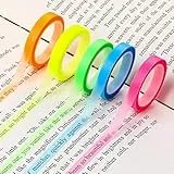 Sliverdew 5 Rollen Highlight Strips Abnehmbare Fluoreszierende Farbige Tags Farbiges Transparentes Klebeband Transparente Notizzettel Textmarker-klebeband Für Lehrer Schüler Klasse Büro (0,6cm X 5m)
