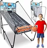 SereneLife Arcade Basketball Spiel – Klappbarer Einzel-/Doppelkorb mit elektronischer Anzeige & Stahlrahmen, ideal für Schulen, Jugendräume, Pausenhöfe & Sportvereine, Indoor/Outdoor