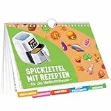 Nearockle Airfryer Zubehör Rezepte Spickzettel für Temperatur,Dauer, Hitze, Mengen und Schnitte，Magnetisch Spickzettel Heißluftfritteuse Zubehör Air Fryer Weihnachtsgeschenke (Mit Haken, Orangegrün)