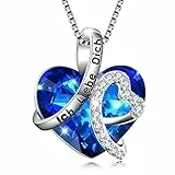 AOBOCO Kette Herz Damen Sterling Silber Ich Liebe Dich für immer Halskette, Hochzeitstag Jahrestag Geburtstagsgeschenk für Frauen Mama Freundin Sie